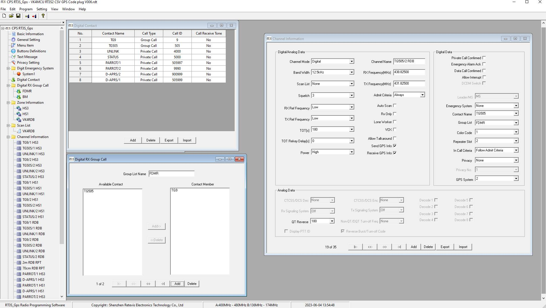 Basic Codeplug for the FreeDMR network using VK4RDB TS2