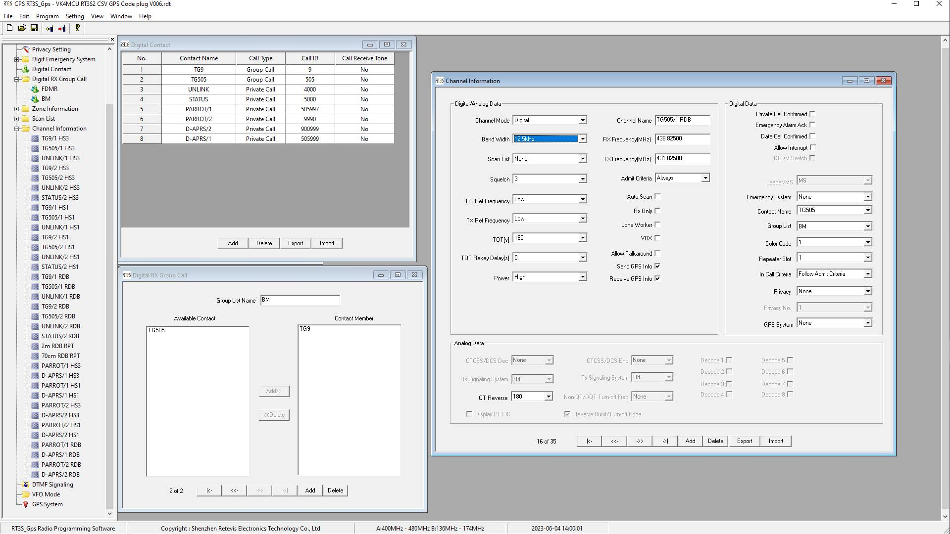 Basic Codeplug for the Brandmeister network using VK4RDB TS1